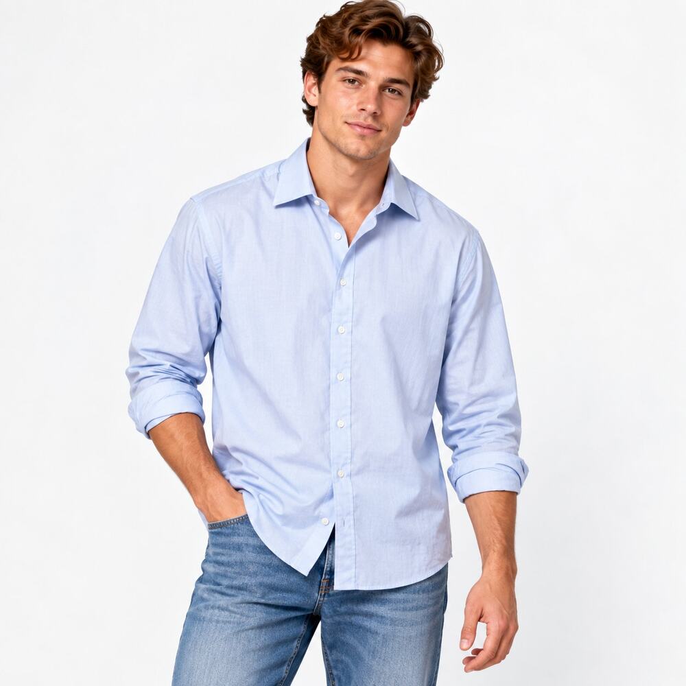 Lauren Ralph Lauren Button-Up Shirt Men's 2XL Classic Supima Cotton Blue Office